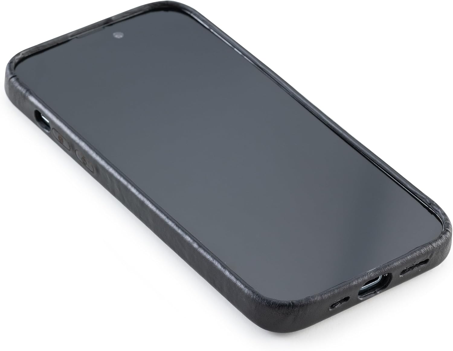 | Leather Case for iPhone 13 ProMax with Magsafe Coptabilility - Genuine Leather Case for iPhone 13 Promax | Premium Leather - Raised Edges - Black