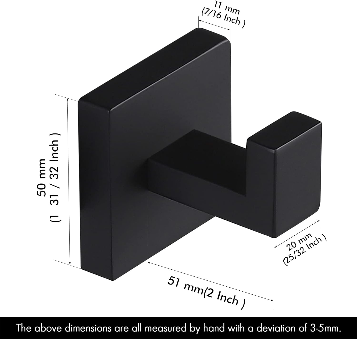 KES Towel Hook for Bathroom Coat Hook Wall Mounted Robe Hook SUS 304 Stainless Steel Matt Black 2 Pack, A22560-BK-P2