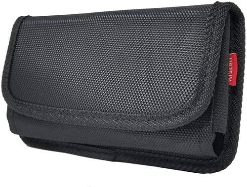 Miniatura 4 de AIScell - Funda para cinturón para Galaxy A10e, S10, S9, S8, A6, S10e, funda lateral de nailon negro tipo cartera, funda de metal con clip para