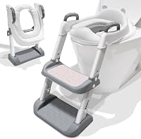 Glenmore Gyerek WC Ülőke Lépcsővel - Összecsukható Szürke Toalett Tréner Fiúknak Lányoknak, Csúszásgátló Párnázott Ülés Kapaszkodóval, Szoba 1