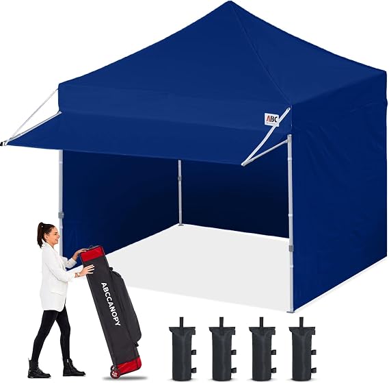 ABCCANOPY 10x10 Commercial Pop up Canopy Tent with Awning Sidewall | Navy Blue