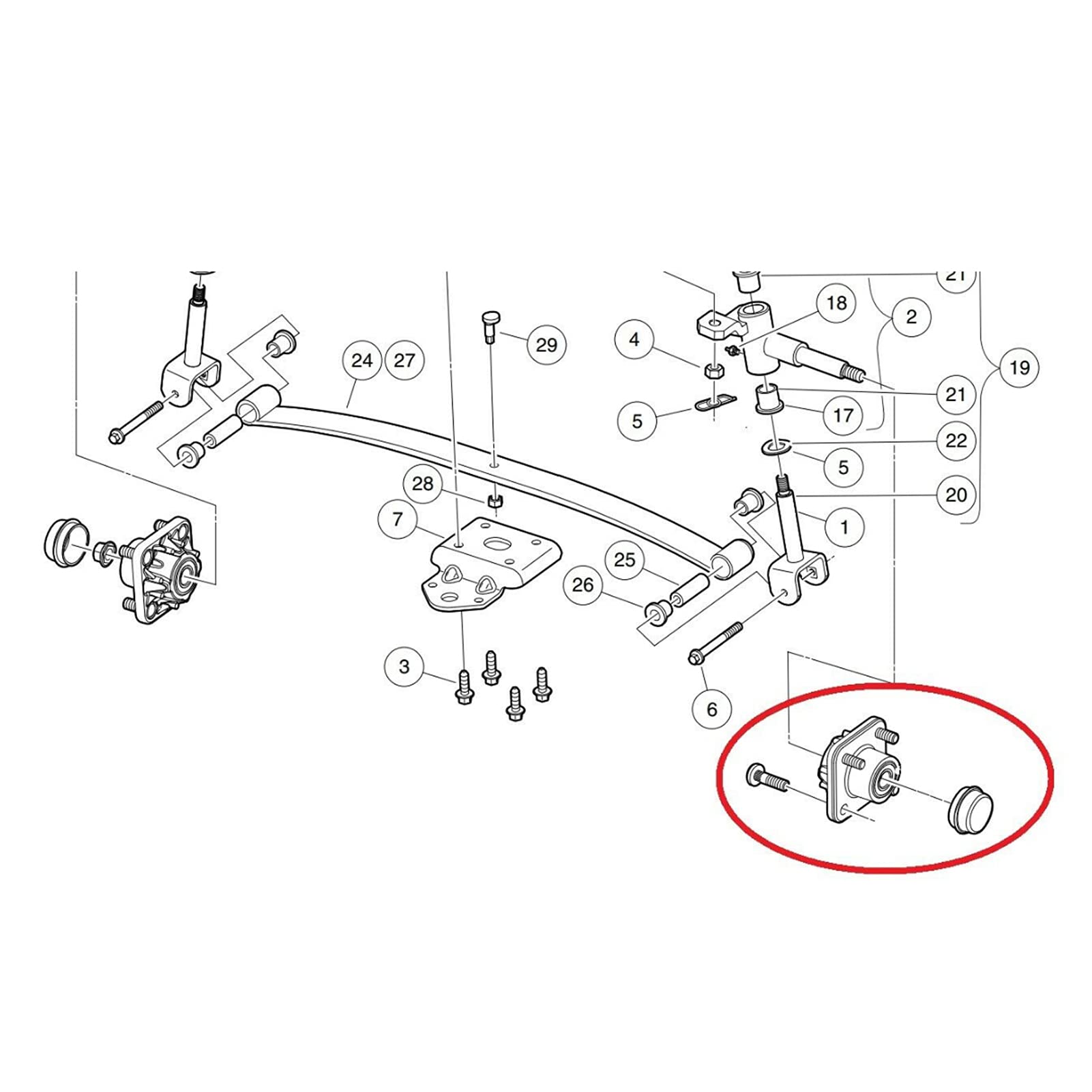 Front Wheel Hub Assembly, Ersatz für Club Car DS Precedent Gas Electric Modelle, Radnabe 102357701 für 2003 und neuer