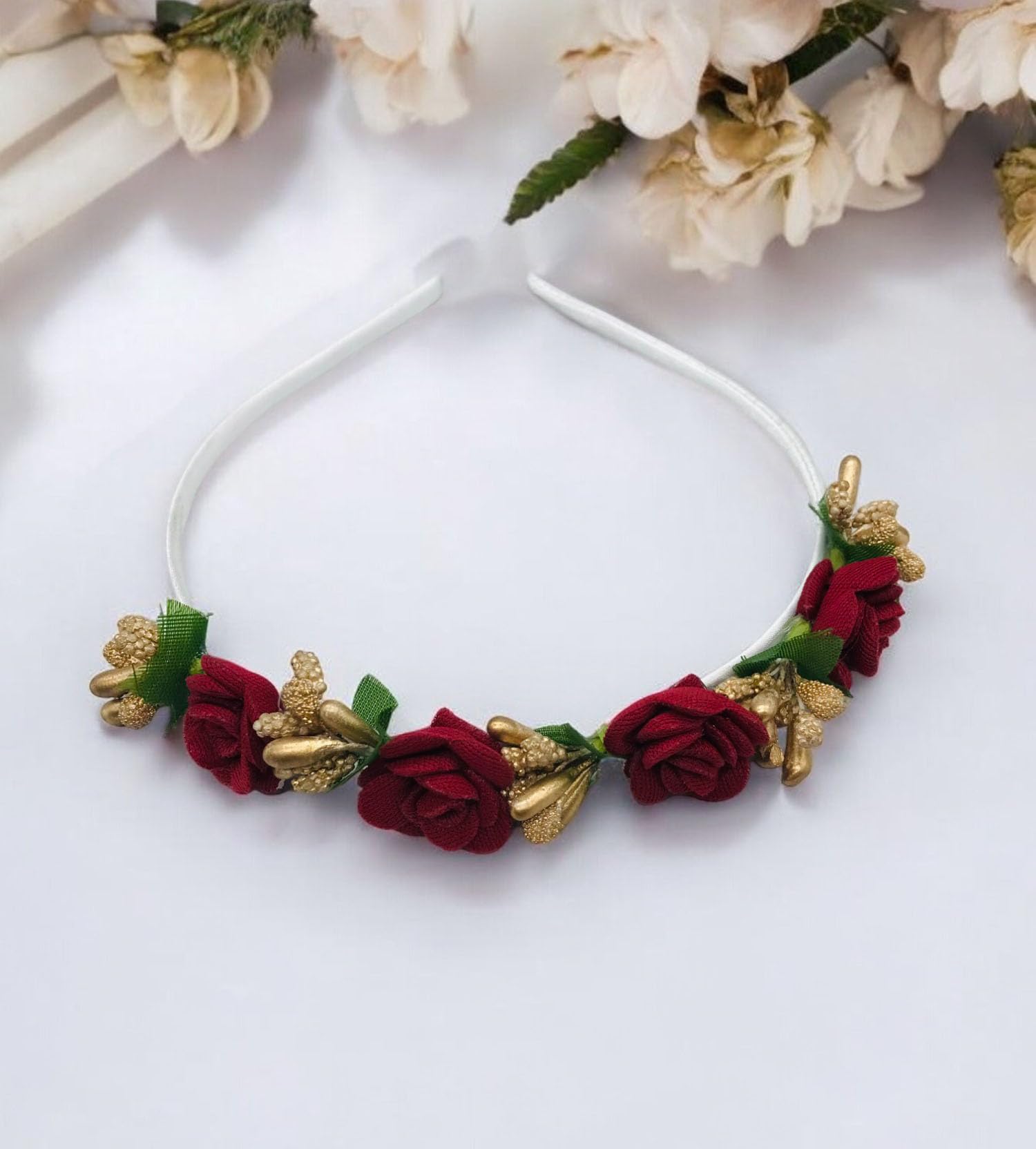 ™ Flower Hair Band For Baby Girls/Flower Head Band,Bridal Hair Band For Women Pack-01, Color- Maroon-image-14