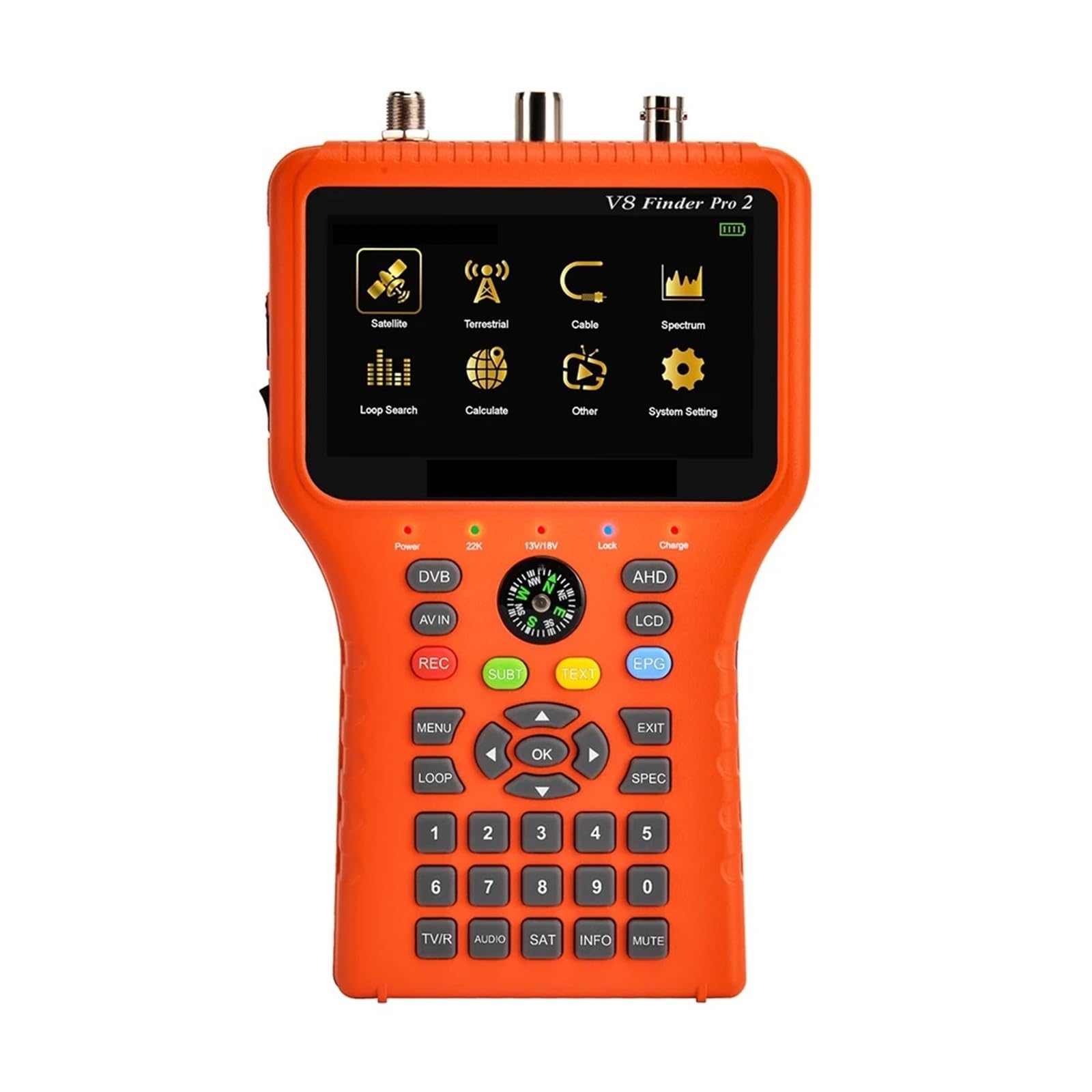 Buscador portátil V8 buscador de satélite DVB-S2/S2X H.264/H.265 Receptor de señal de TV Digital decodificador HD con Pantalla LCD Pantalla LCD