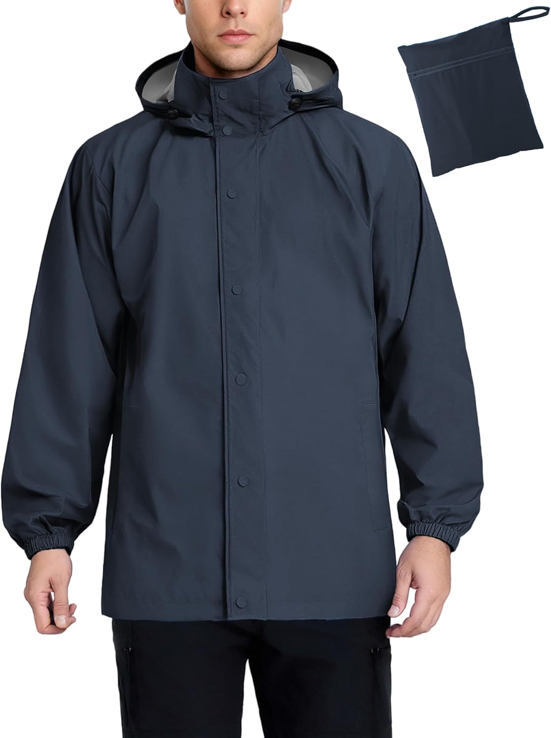 COOFANDY Men's Rain Jacket Waterproof Packable Raincoat Lightweight Windbreaker with Hood for Hiking Cycling