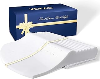 VCKAS 枕 低反発枕 肩まで枕 まくら 肩枕 大きい枕 ゆったりサイズ マクラ エアーホール開け 通気 調節シート 高さ調節可 安眠枕 大きい枕 幅広くサポート肩枕 ギフトパッケージ ホワイト