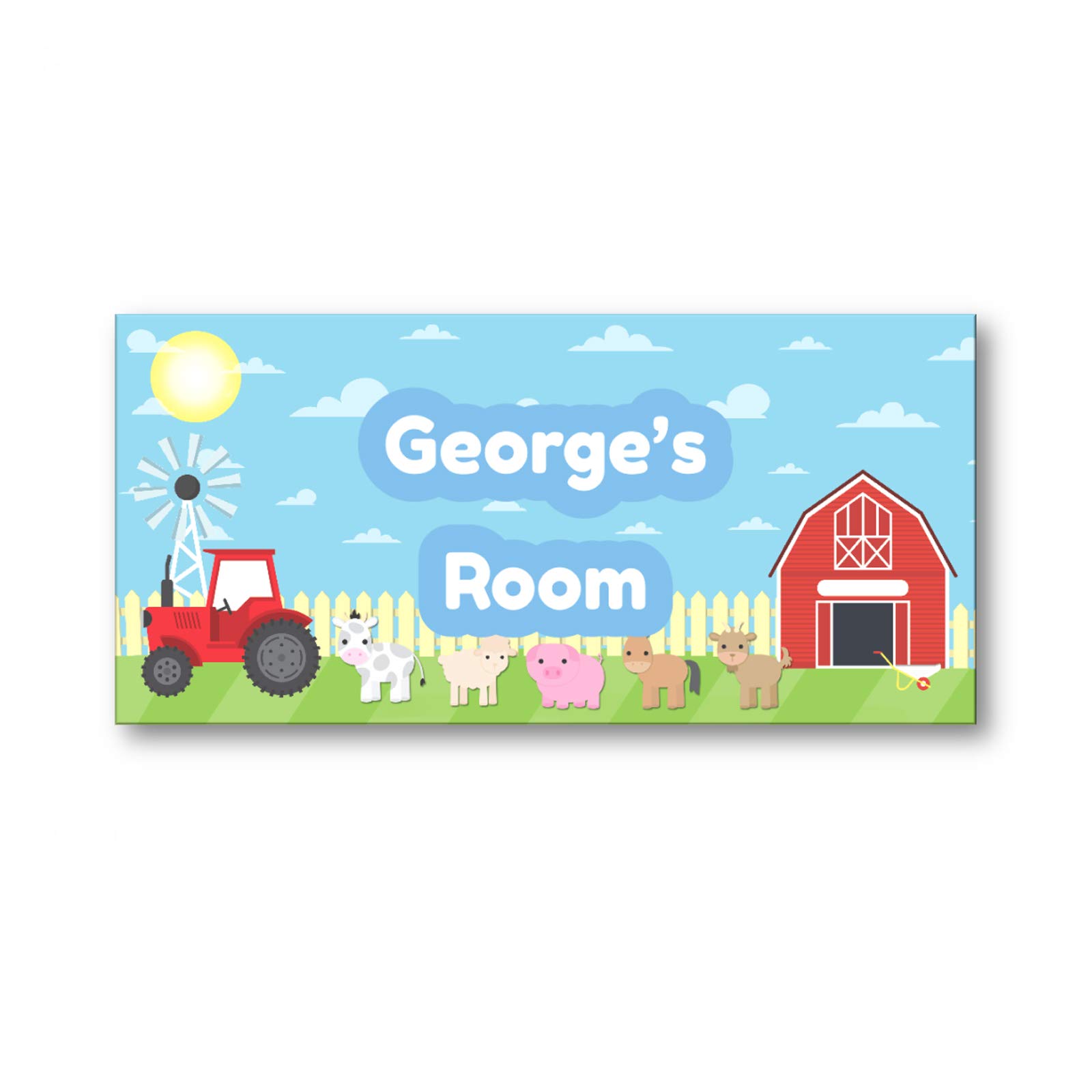 Children's Personalised Name Bedroom Door Signs - Farm Design