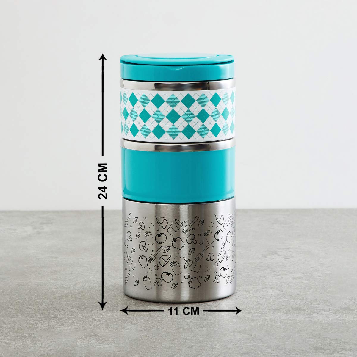 Home Centre Korobka-Arezzo Lunch Box Set with dimensions