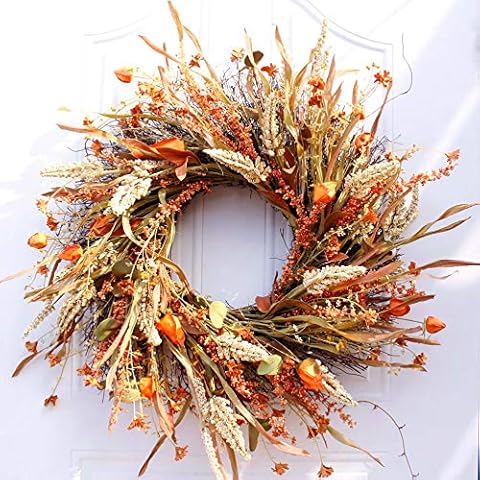 Dseap Wreath - 24 Inch Fall Wreath, Straw Wreath, Farmhouse Door Wreaths for Front Door Autumn, DRUI-24IN Cover