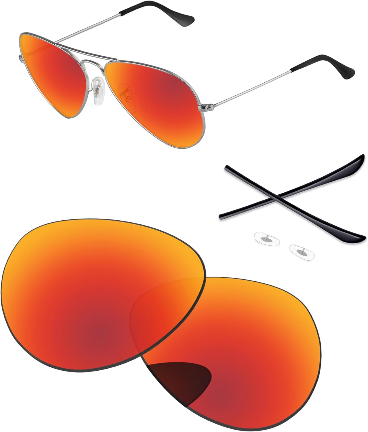 Replacement Lenses & Rubber Kits Compatible with Ray-Ban Aviator RB3025 55mm Sunglass