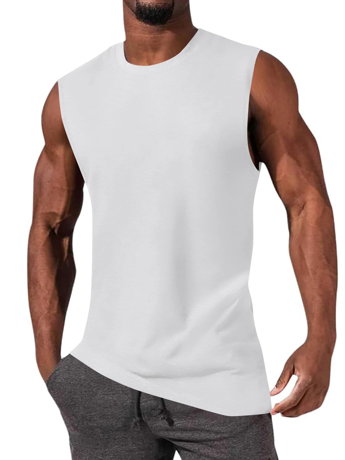 iudam Tank Top Herren Baumwolle Ärmelloser Shirts Muskelshirts Gym Sport Unterhemd T Shirts Männer Fitness Tops Trägershirts Tee Top für Men