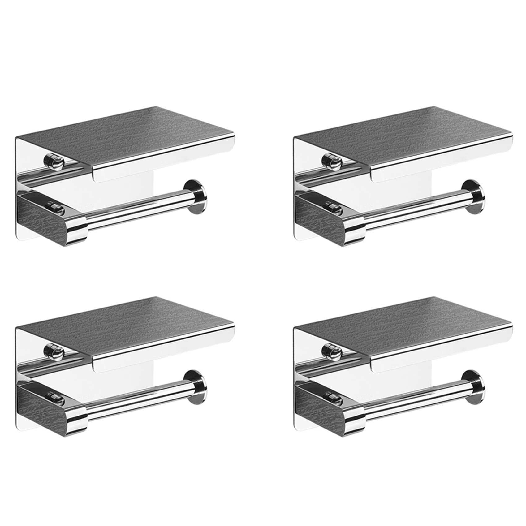 Hndhbfgrt 4X 304 Stainless Steel Toilet Paper Holder with Phone Shelf, Bathroom Tissue Holder Toilet Paper Roll Holder