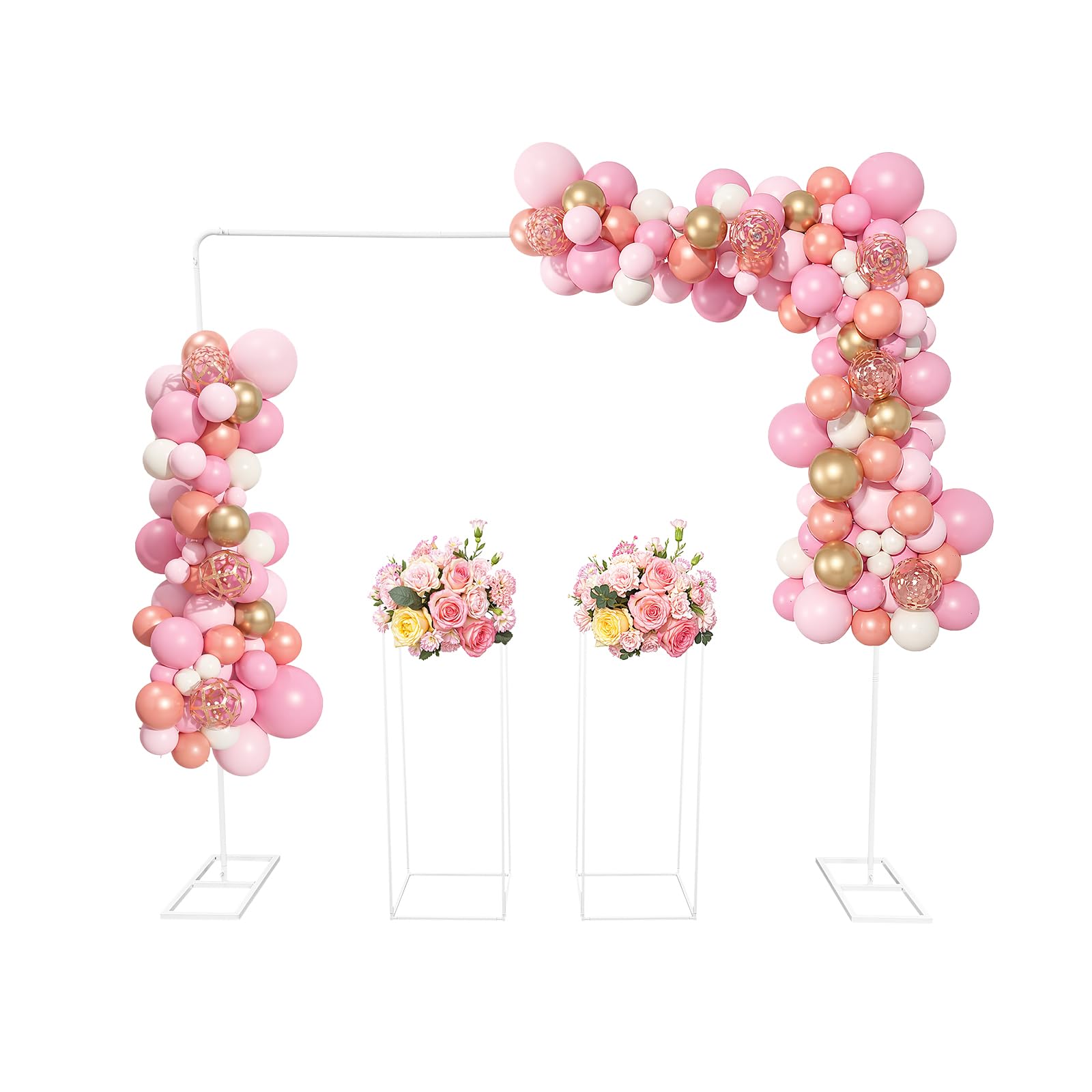 MINRS 2 x 2 m in metallo per matrimoni, anniversari, feste di compleanno, laurea, colore: bianco