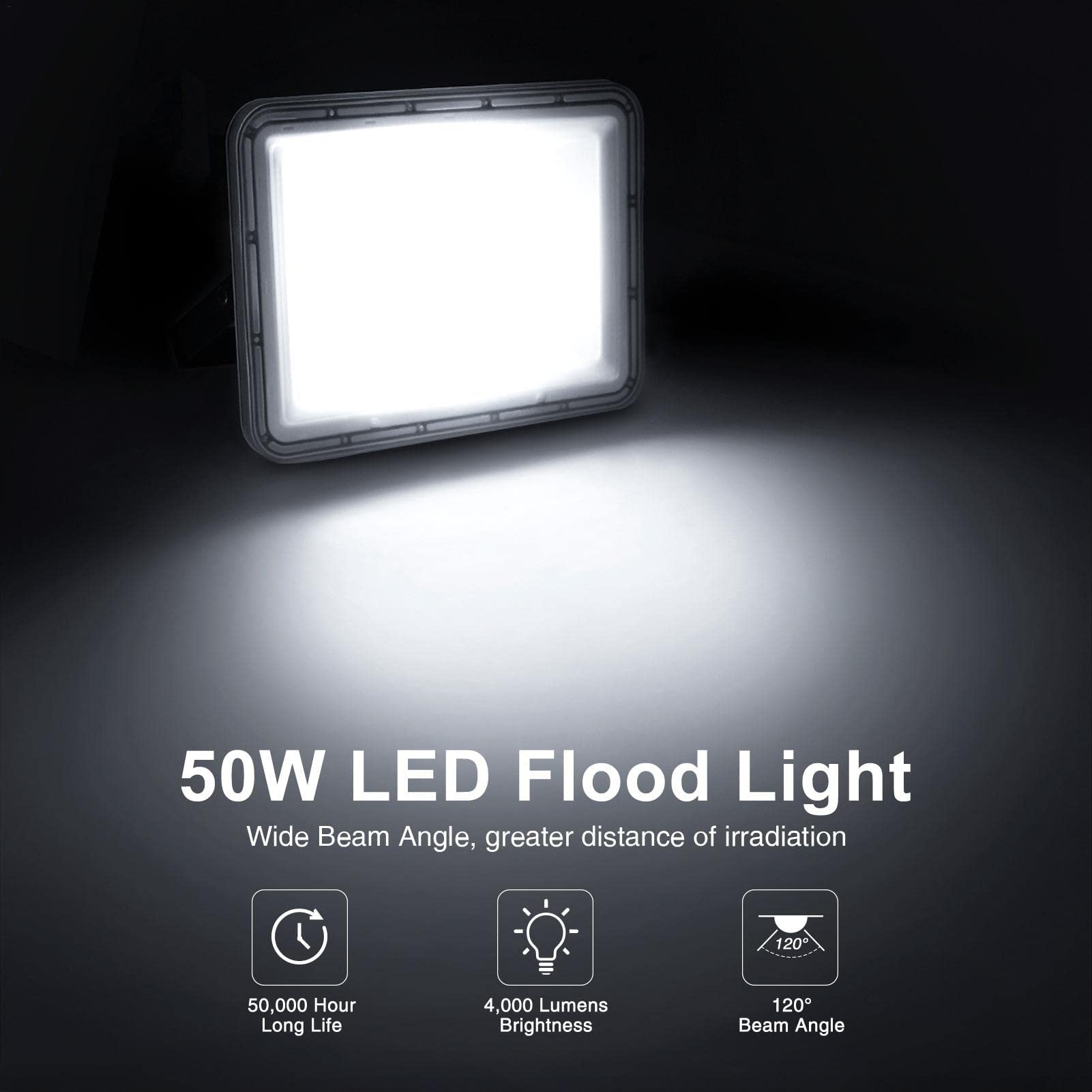 Proiettore a LED da 100 W per esterni, Proiettore impermeabile IP67, Luce di sicurezza per faretti industriali, Luce di inondazione per esterni, Lampada da parete per faro da lavoro per cortile, giard