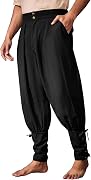 Runcati Mens Medieval Ankle Pants Renaissance Viking Pirate Pants Halloween | Lace Up, Cotton, Tapered Pants, Costume Trousers
