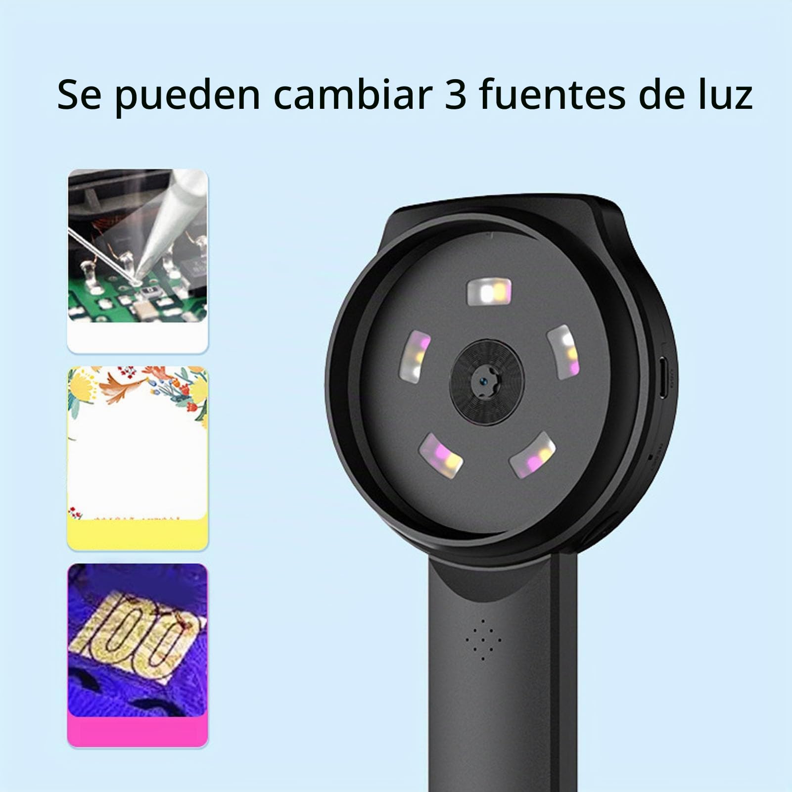CCYLEZ Lupa de 1000x con Luz, Lupa Digital 1000x de Mano, 2.8in HD IPS Screen 12 Idiomas Admite 3 Fuentes de Luz, para Leer Joyas y Trabajo Cerrado