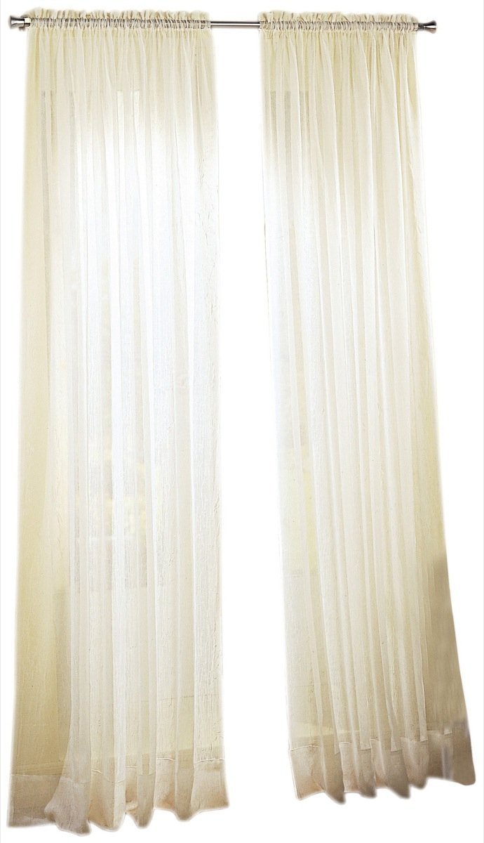 No. 918 Erica Crushed Texture Sheer Voile Rod Pocket Curtain Panel, 51" x 84", Eggshell Off-White