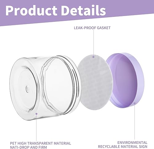 Miniatura 3 de DODHEG Tarros de plástico transparente de 8 onzas con tapas, tarros de plástico con tapas, para cocina, hogar, almacenamiento de manualidades, 6