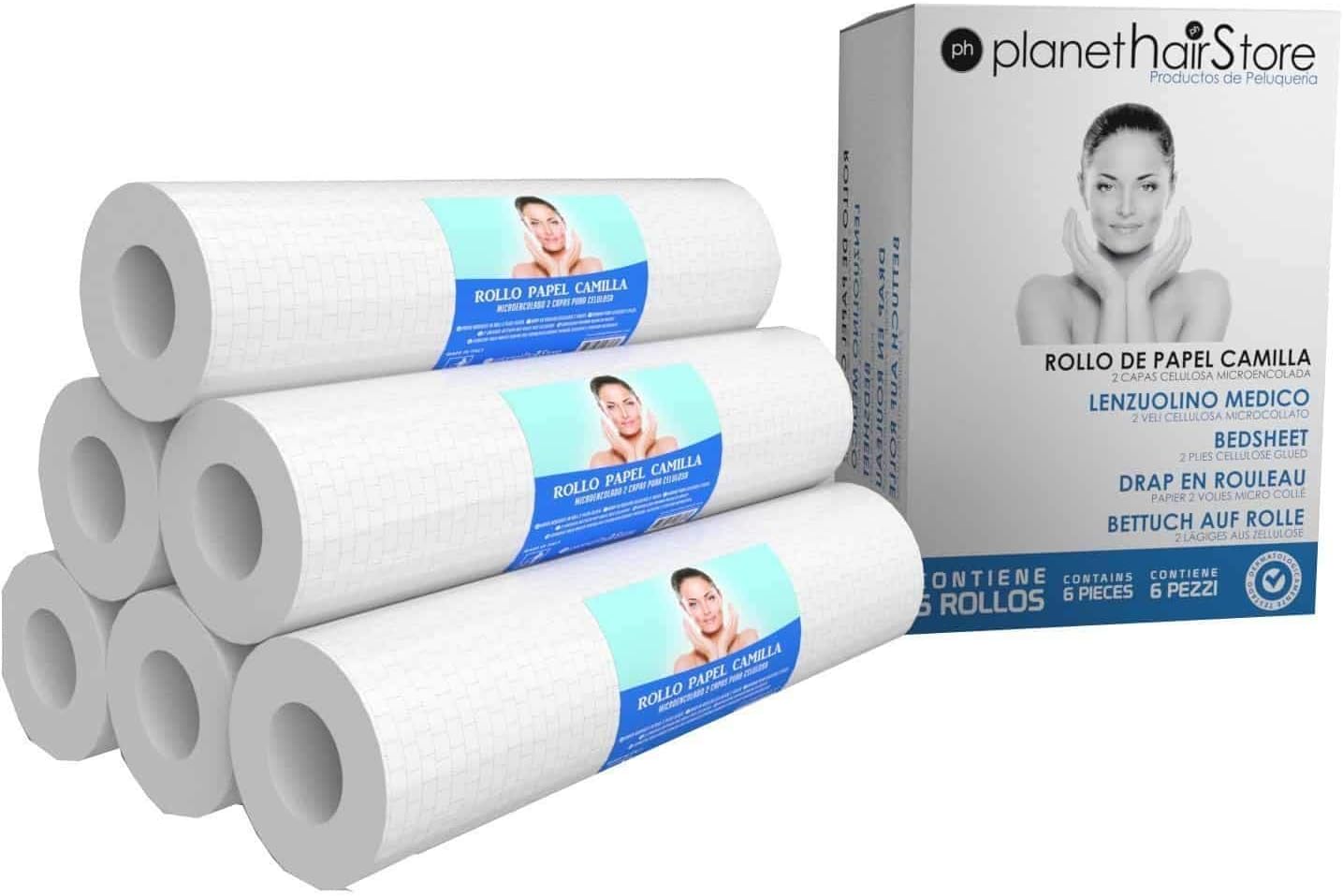 PlanetHair Store® Couch Roll, High Quality 2 Ply 70M x 60CM (6 Rolls) White Hygiene Beauty Salon Table Paper Cover Sheets 70 Meters per roll, Perfect for Massage Therapy, Salon, Beauty, Sports etc.