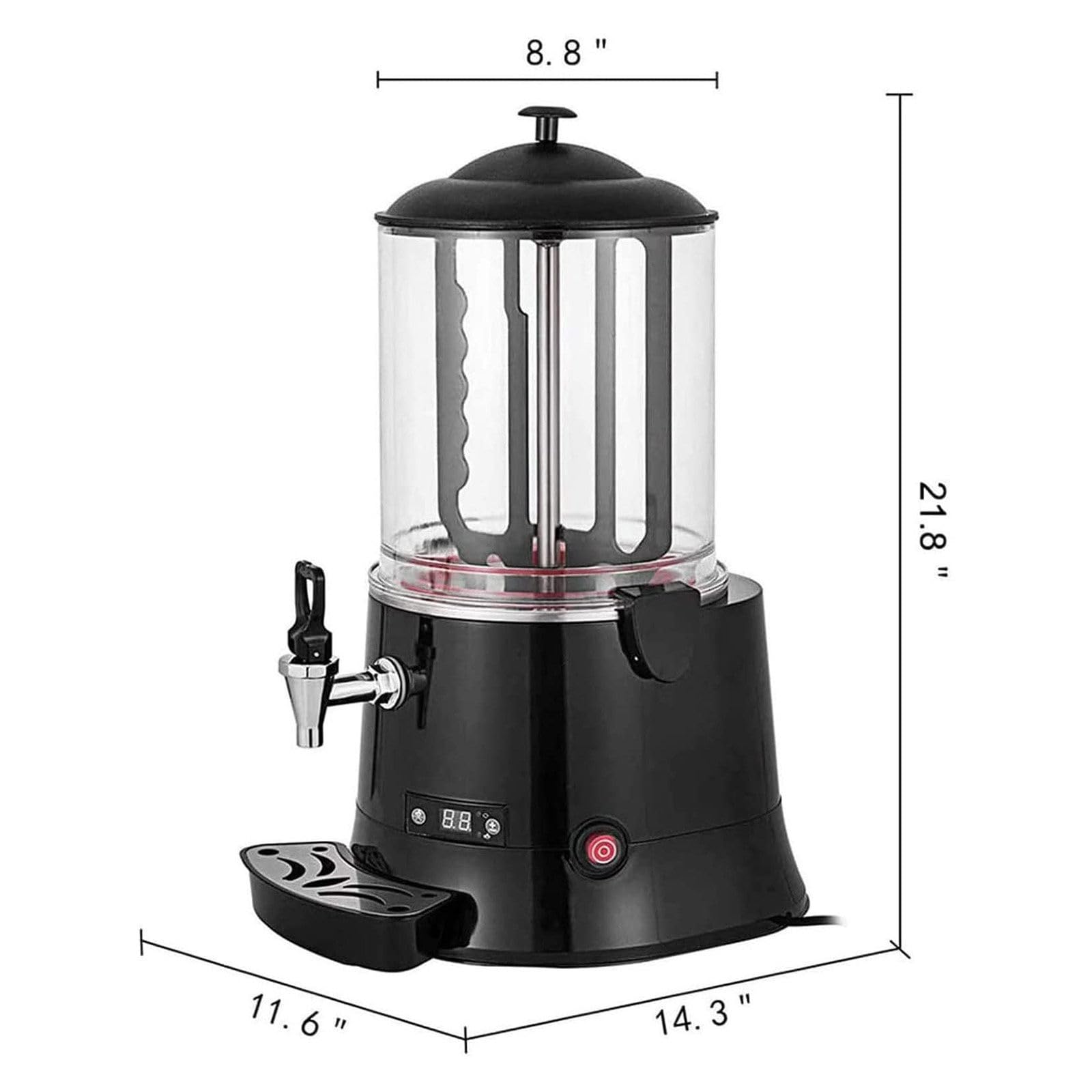 Distributeur de chocolat chaud commercial, température réglable de 0 à 90 ℃, capacité de 10 L, idéal pour chauffer le chocolat, le café, le lait, le thé et le jus