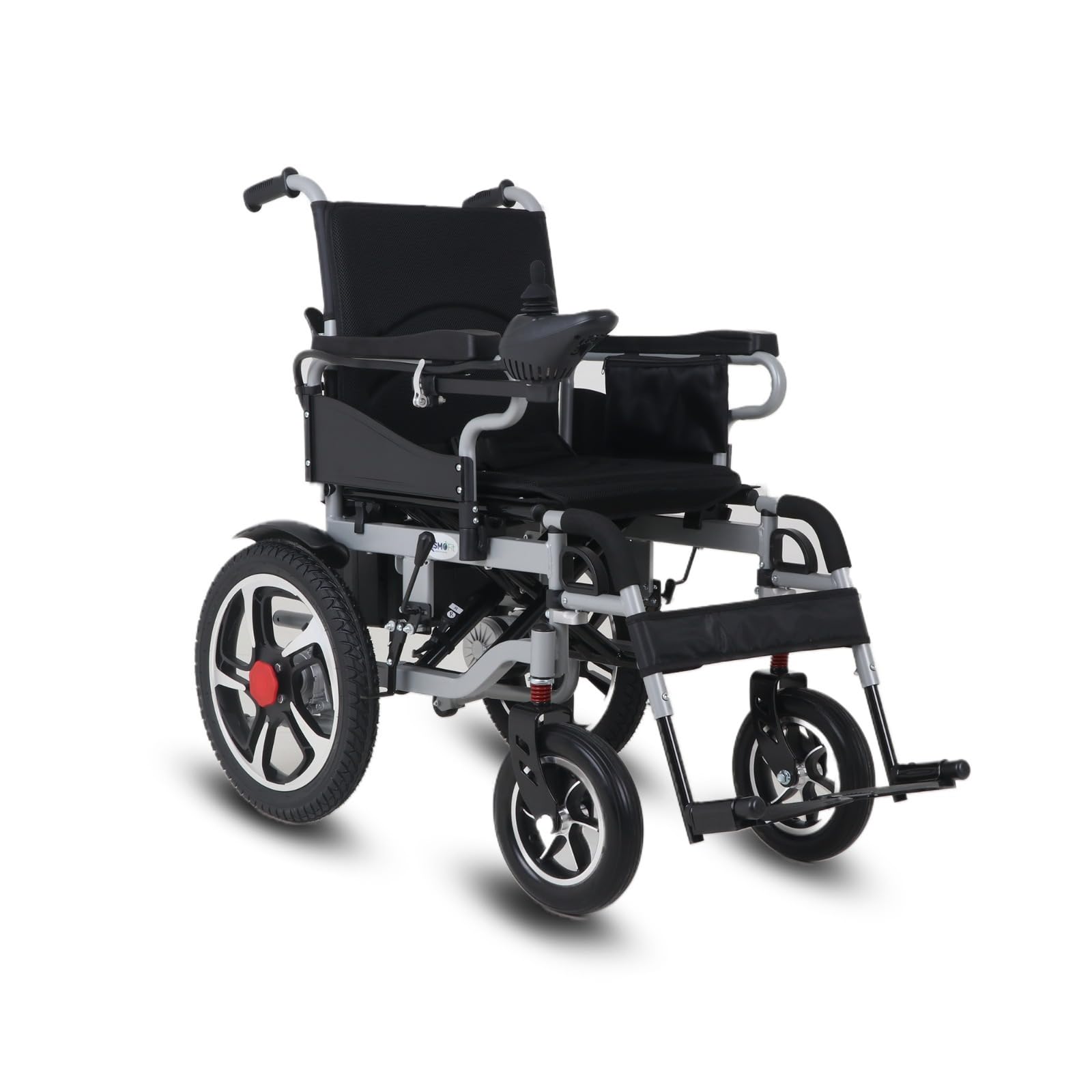 Asmofit Zipmax Foldable Electric Wheelchair for Seniors | 360° Joystick Control, Lightweight, Anti-Tipper Wheels, Flip-Up Armrests, Reliable Side Brake, and 24V 10.4AH Battery for Enhanced Mobility Power Wheelchair