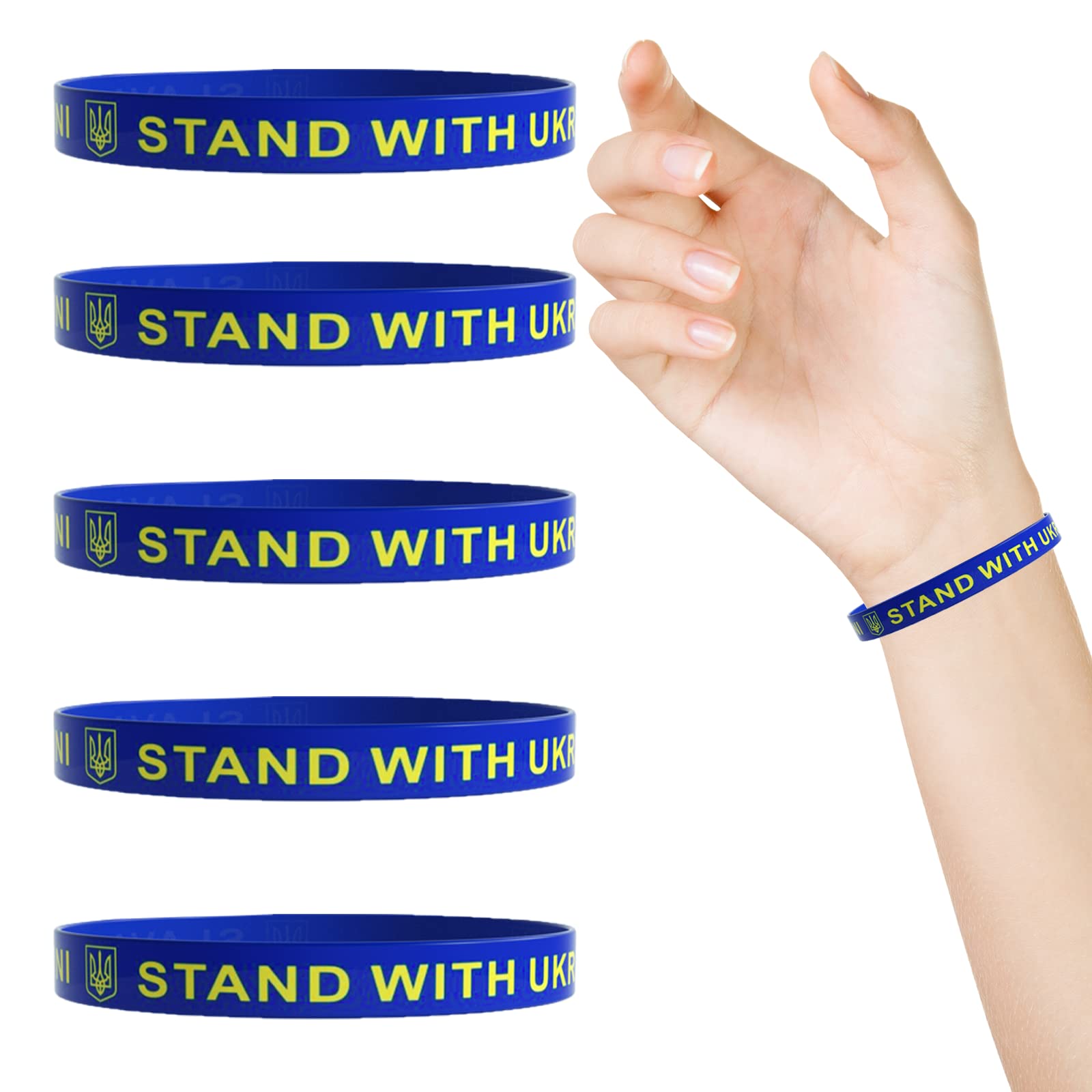 Ukraine Flag Bracelet with Natural Crystal Bracelet