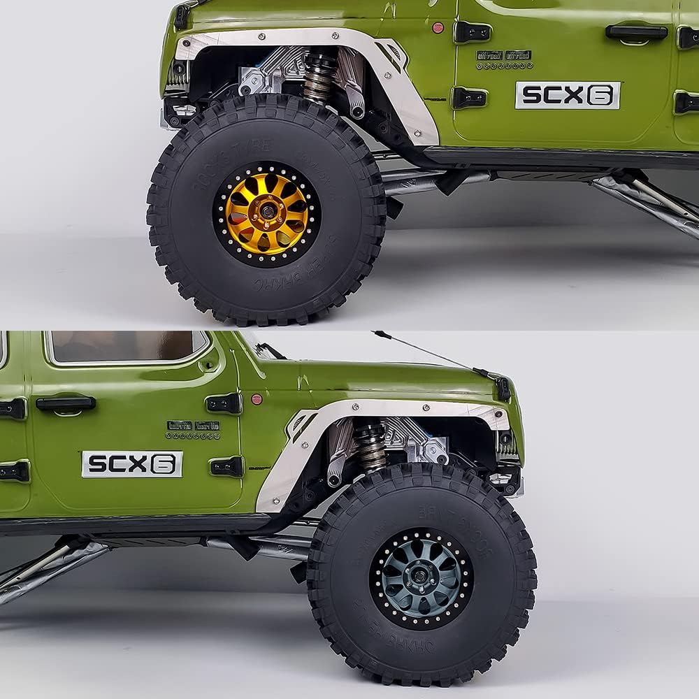 RCLIONS 4PCS Aluminum Alloy 2.9inch RC Beadlock Wheels Rims for Axail SCX6 AXI05000 1/6th RC Crawler Car (Gold)