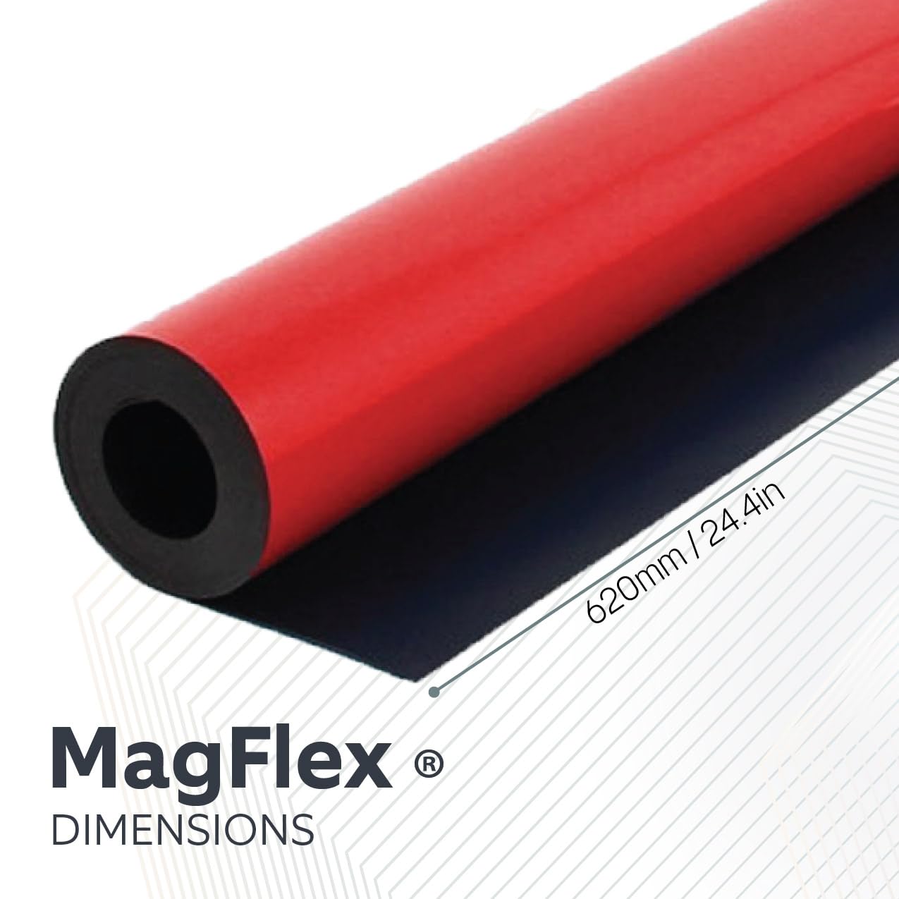 First4magnets elastyczny łuk magnetyczny 590 szerokości x 0,85 mm grubości, metr bieżący, długość 5 m, czerwony, F4MF61R-5