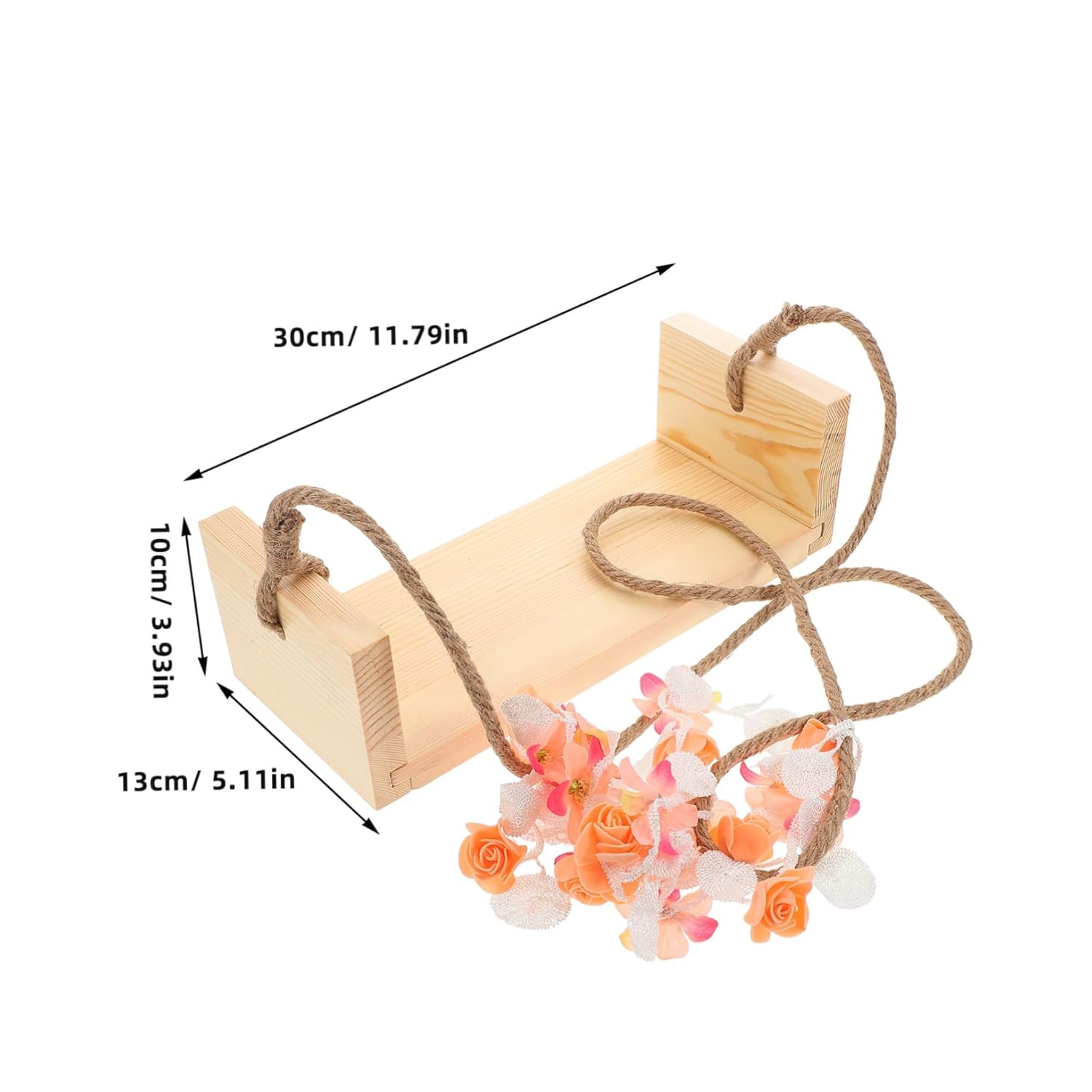 Wooden Swing Prop for Newborn Photography Floral Boy Girl Posing Accessories for Boys and Girls Dual Purpose Decor for Showers and Milestone Events