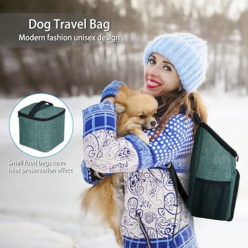 Miniatura 7 de BAGLHER Bolsa de viaje para perros, mochila de suministros para mascotas aprobada por aerolíneas, mochila de viaje para perros con 2 cuencos