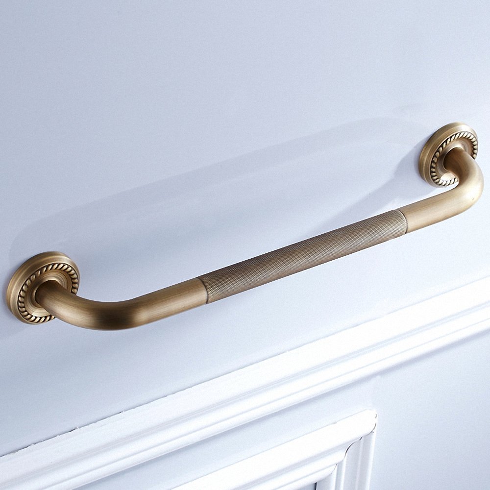 Maniglione da 50,8 cm per hotel/motel/vasca da bagno domestica, ottone massiccio, bronzo antico, costruzione resistente, barre di sostegno per doccia