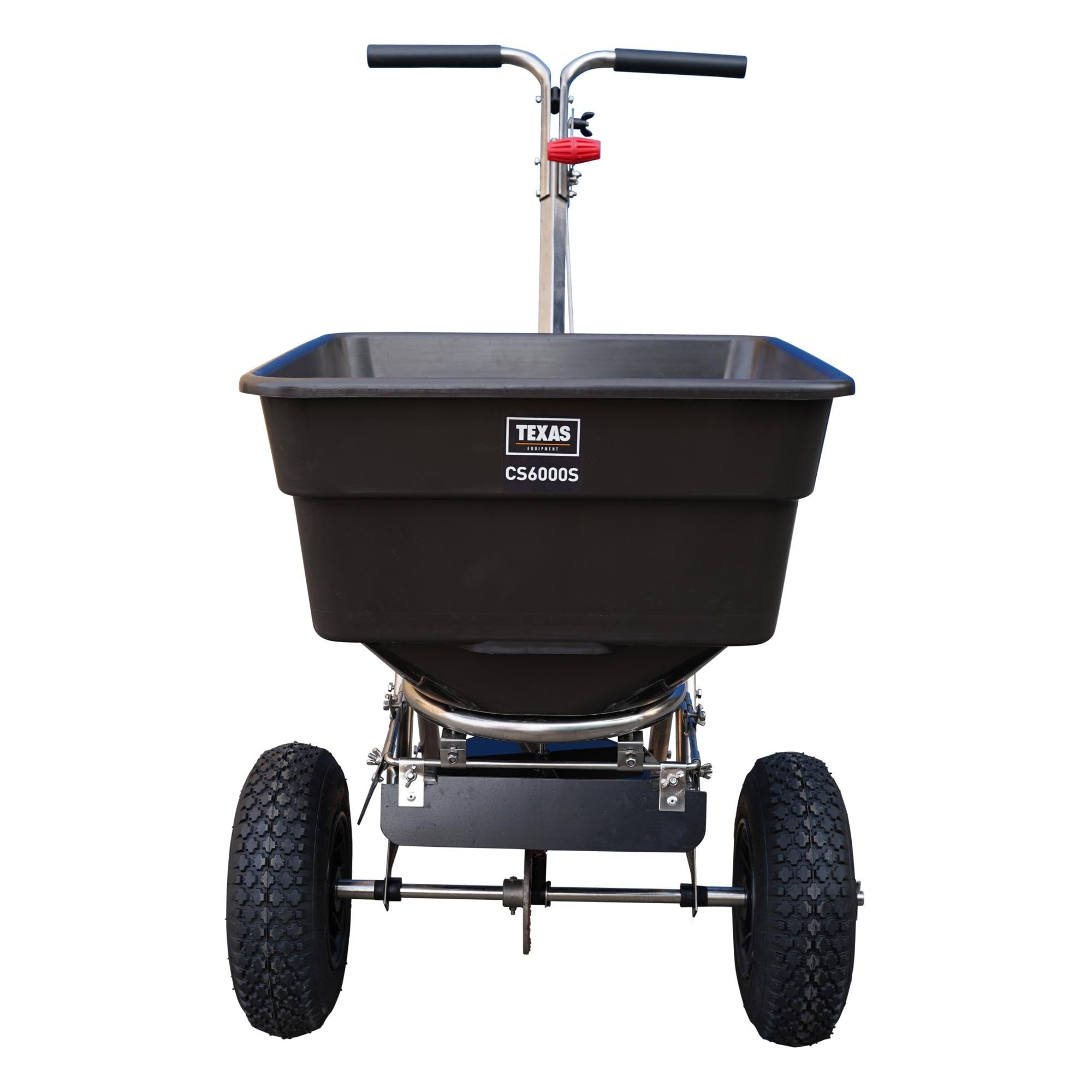 Texas CS6000S Streuwagen | bis zu 300 cm Arbeitsbreite | 58 Liter Fassungsvermögen | Geeignet für Samen, Dünger und Salz