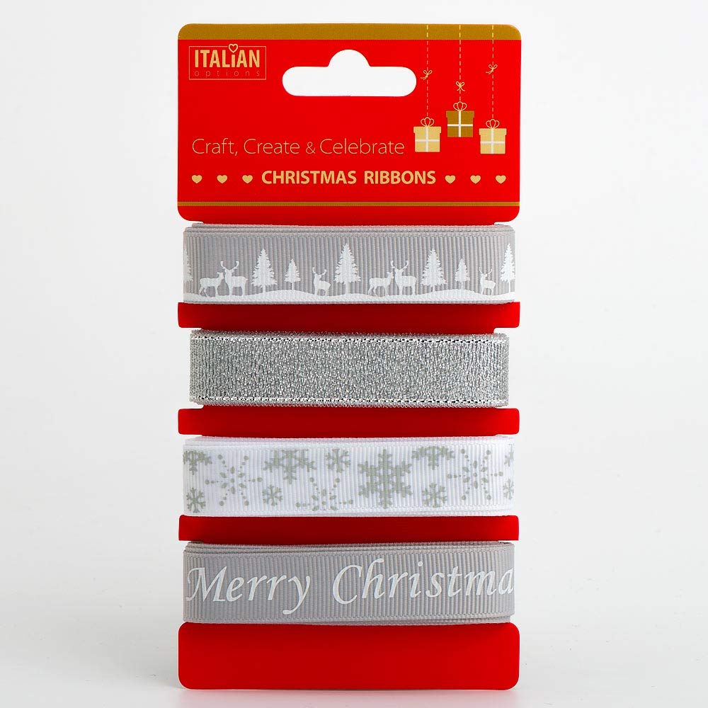 Winter Wonderland Christmas Ribbon Assorted Mixed Pack (4 Ribbons x 2 Metres)