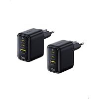 Baseus Enerfill - Caricatore USB C da 70 W, confezione da 2 caricabatterie rapido GaN6 a 3 porte