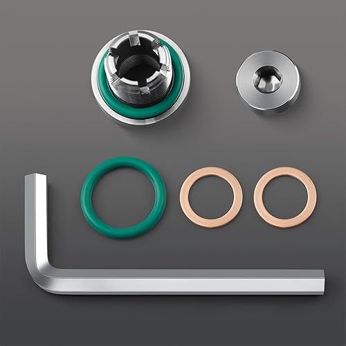 Miniatura 7 de M14.1-1.25 x 15mm Tapón de drenaje de aceite Oversize Piggyback, kit de reparación de rosca de bandeja de aceite con autorroscado de acero inoxidable