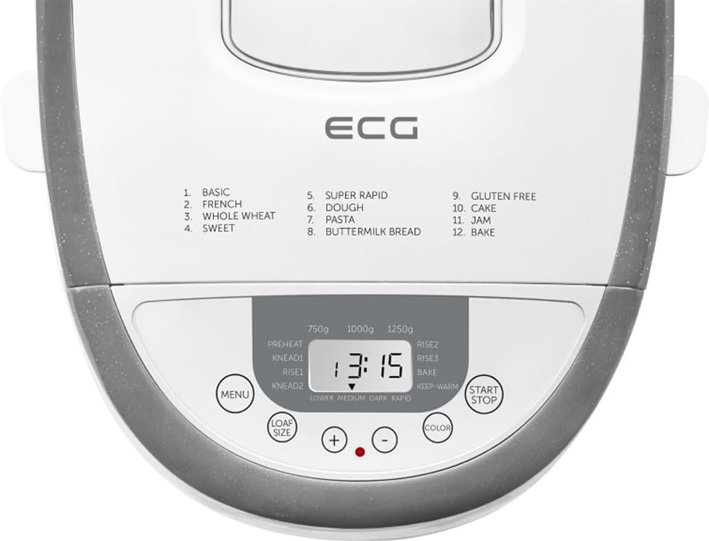 ECG PCB 82120 Macchina per il pane, in plastica, colore bianco