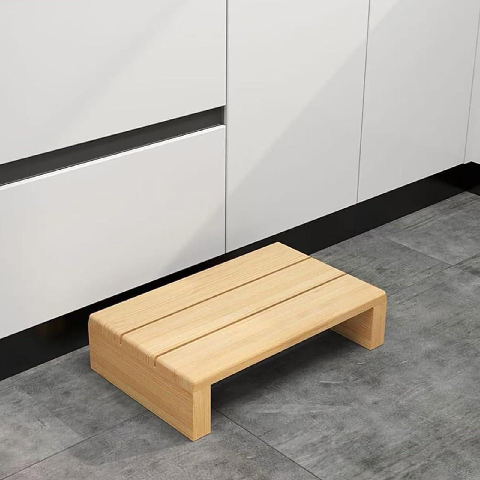 Vethenx Wooden Step Stool,stepstools for adults,for High Beds,without assembly, Strong Load-Bearing Capacity,Designed for children and the elderly for Inside and Outside Use.（40×30×15cm Clear varnish）