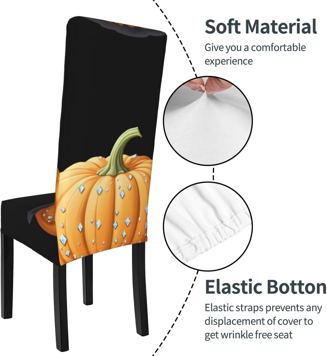 Small Diamonds On Pumpkin Prints Protection Cover for Dining Chair – Stretchy & Wrinkle-Resistant Chair Throw Covers for Dining Room, Hotel, and Event Decor