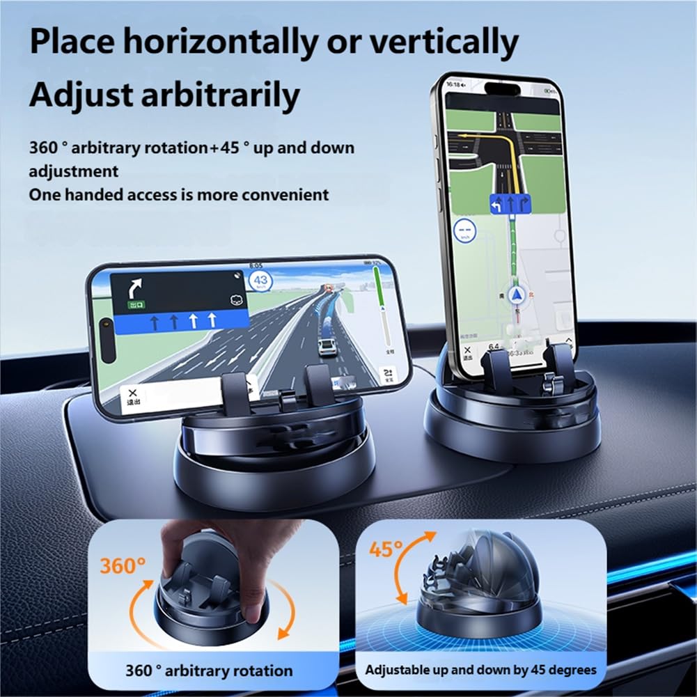 Supporto per telefono con ventosa intelligente, multifunzione, con supporto per navigatore, girevole a 360 gradi, con base antiscivolo, adatto per tutti i modelli