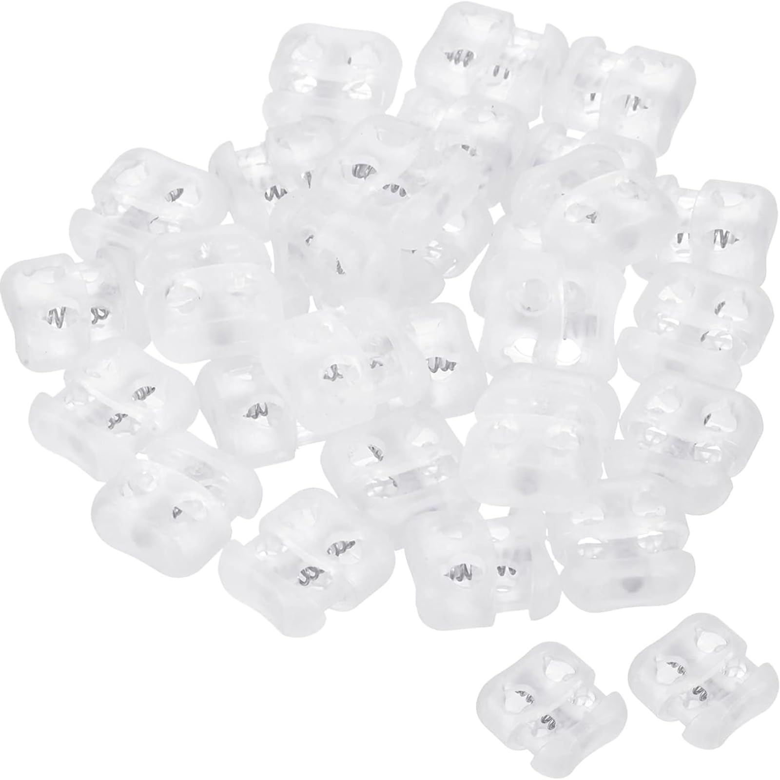 Unifizz 16ร16mm Cord Locks, 30 Pack Oval Spring Toggle Toggle Stoppers for Drawstrings, Bags, Shoelaces, Jackets and Sewing Repair, Clear