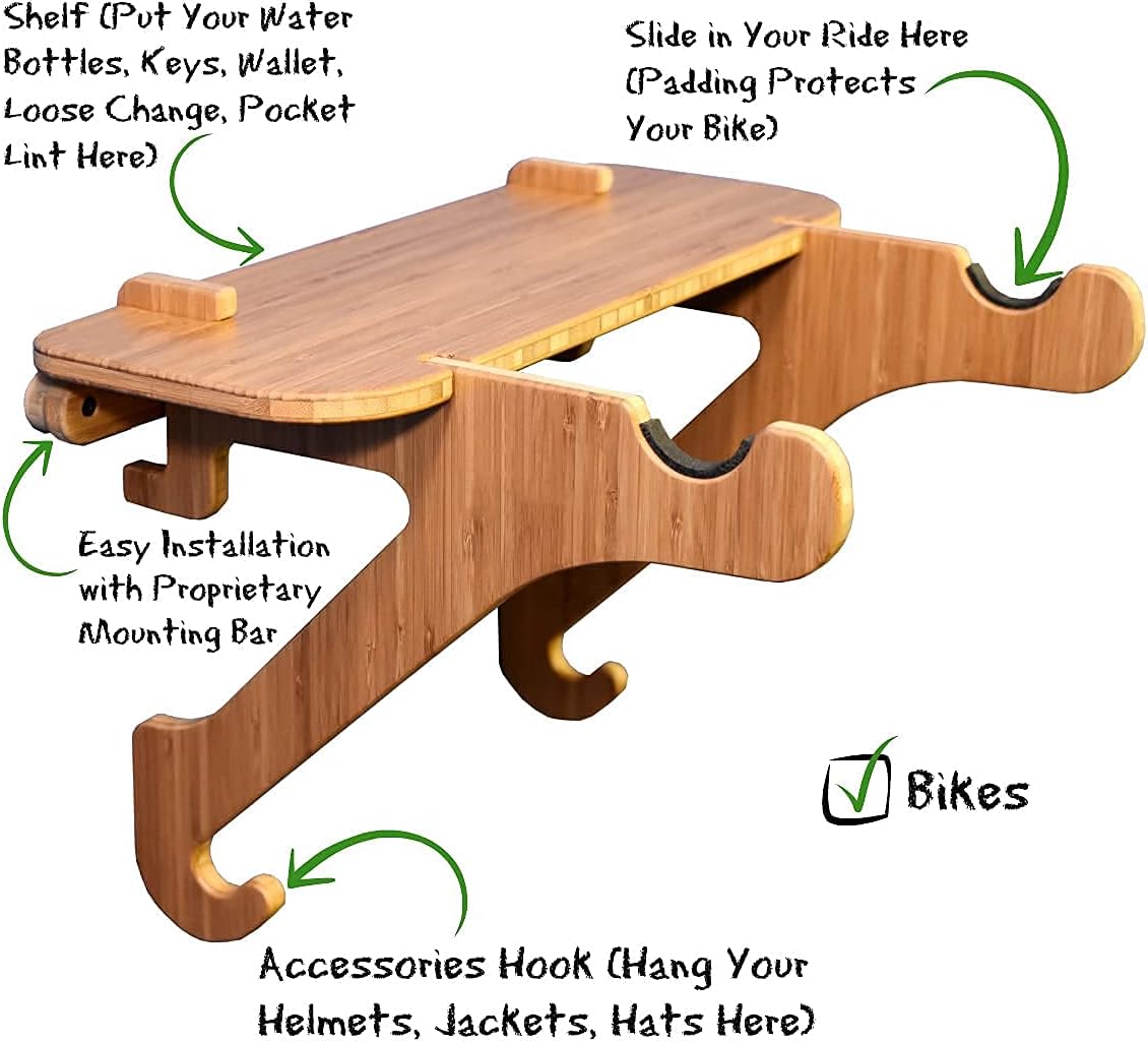 Grassracks Bamboo Bike Wall Mount/Bicycle Wall Rack/Bike Hanger for in-Home and Garage Bike Storage Rackcycle (1 Bike, Bamboo)