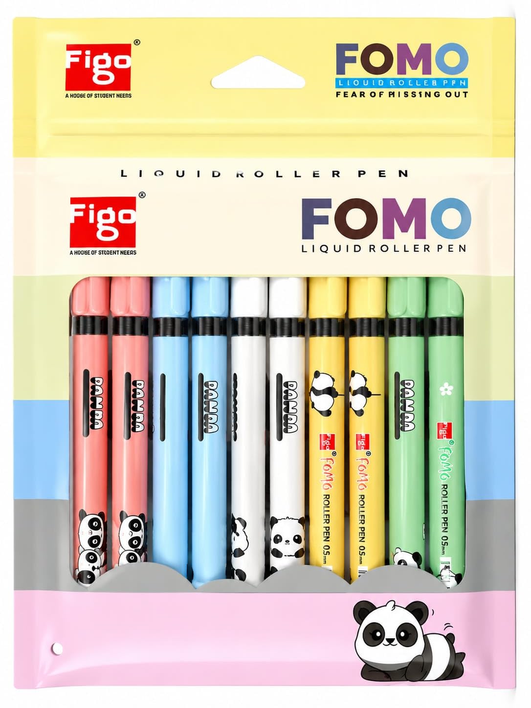 Figo FOMO Panda Liquid Roller Pen 0.5mm Tip, Large Capacity Ink, Pipe Tip, Smooth Writing, Multilayer Fin Structure, Blue Ink, Pack of 20 | 20 Blue Liquid Roller Pens-picture-18