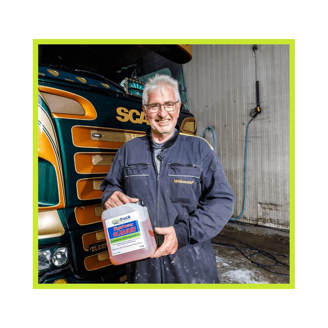 cleantruck Limpiador concentrado para camiones de 5 kg – Limpiador profesional para camiones fuerte contra aceite, grasa e insectos, hace brillar tu camión, hasta 5 lavados de camiones