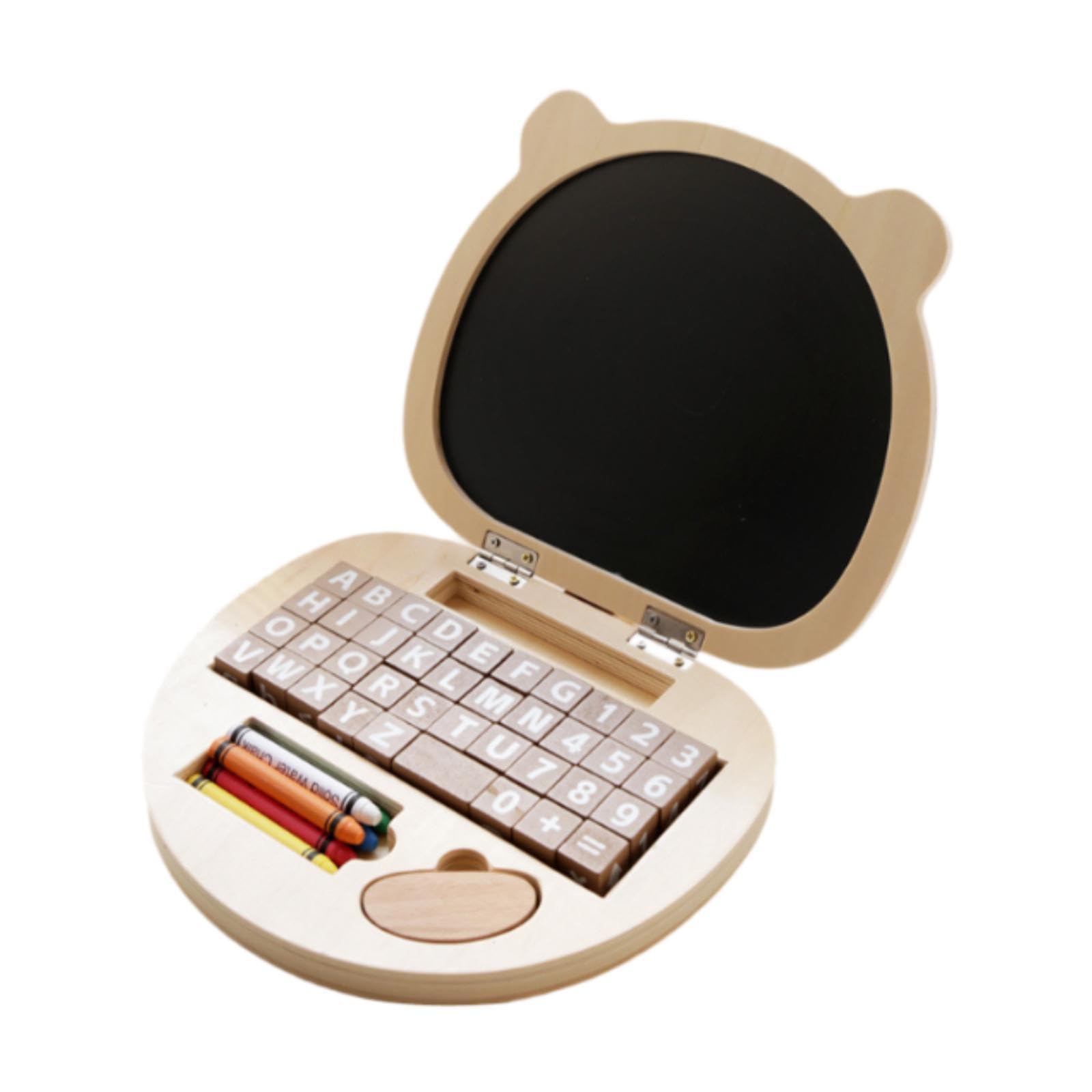 Giocattolo Per Laptop In Legno, Tavolo Da Disegno Portatile Con Blocchi Di Legno E Gessetti Ad Acqua Per Bambini Dai 3 Anni, Per Apprendimento E Gioco Di Finta