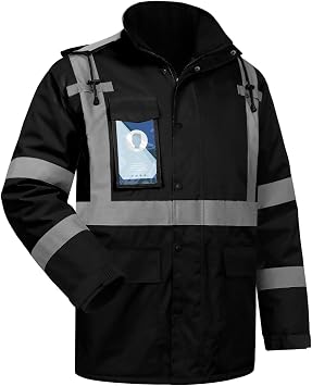 Hi Vis Jackets for Men, Safety Reflective Jackets for Men, Black, XL