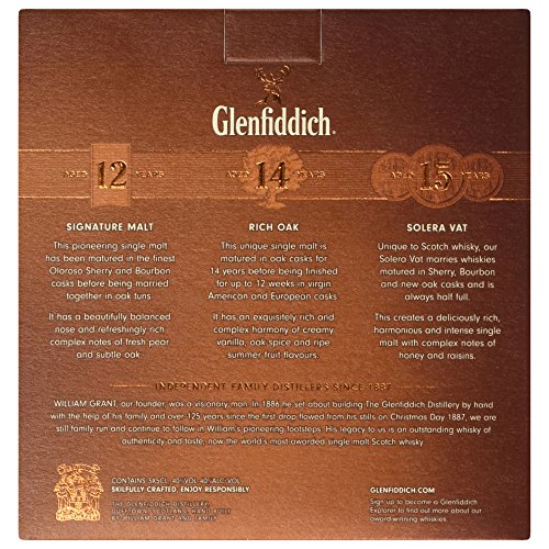 Glenfiddich Single Malt Scotch Whisky, 3 x 5cl