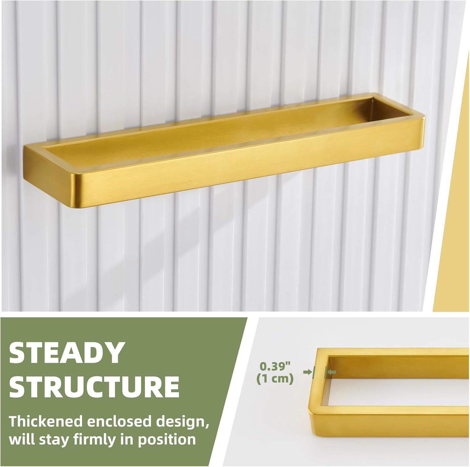 APLusee Brushed Gold Towel Bar, 304 Stainless Steel Towel Rack, Wall Mounted