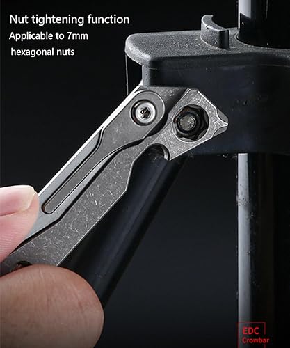 Miniatura 8 de Titanio Edc Prybar Herramienta Bolsillo Palanca Llavero Multiherramienta Abrebotellas Caja Cortador Destornillador al aire libre Camping Utilidad