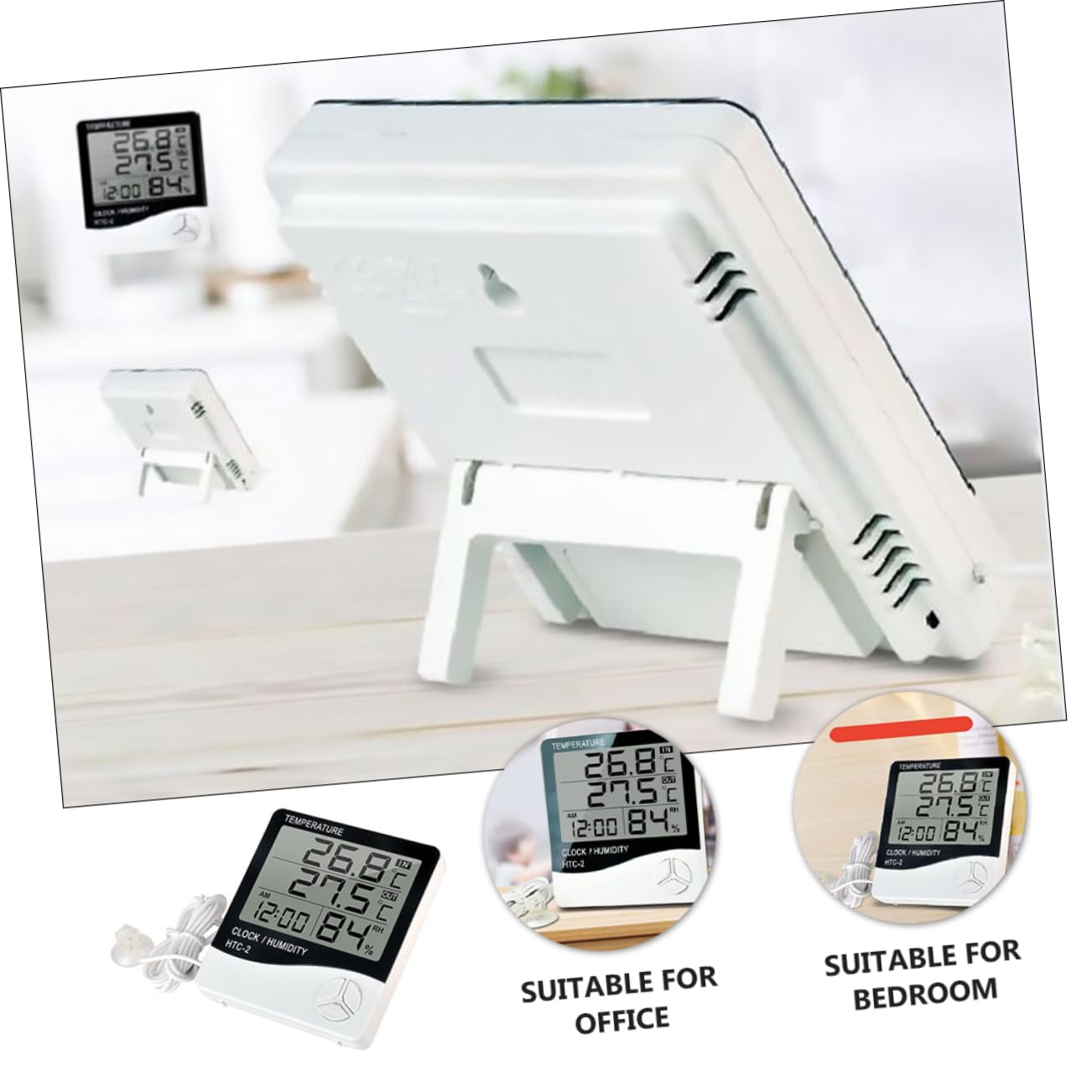 Yardwe 3pcs Long-Lasting Fish Tank Digital Temperature Meter LCD Digital Aquarium Thermometer Hygrometer for Pet Aquatic Environments