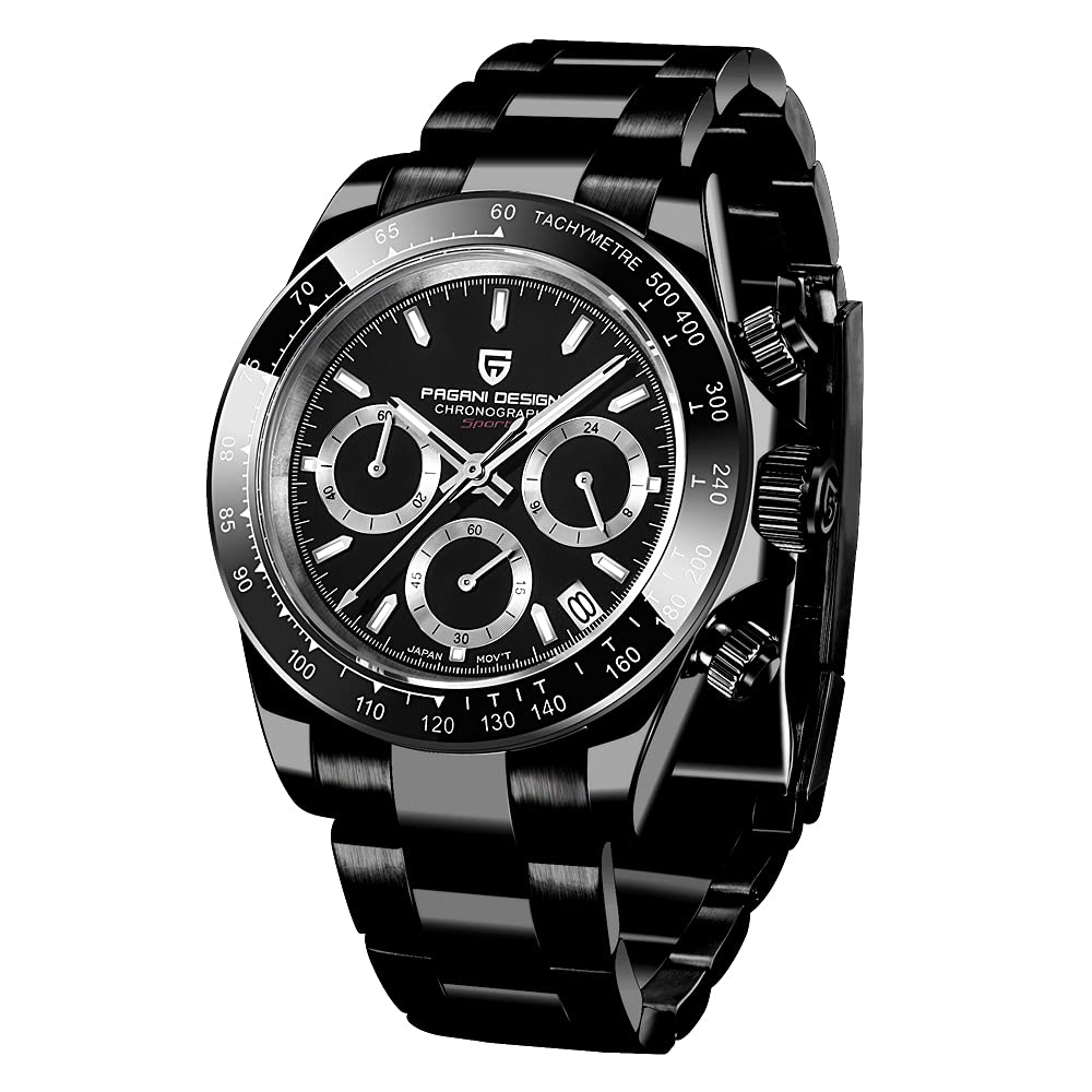 Pagani Design Daytona Homage Men's Quartz Watches Japan Movement Ceramic Bezel Stainless Steel Band Screw-in Crown Waterproof Sport Chronograph Watch